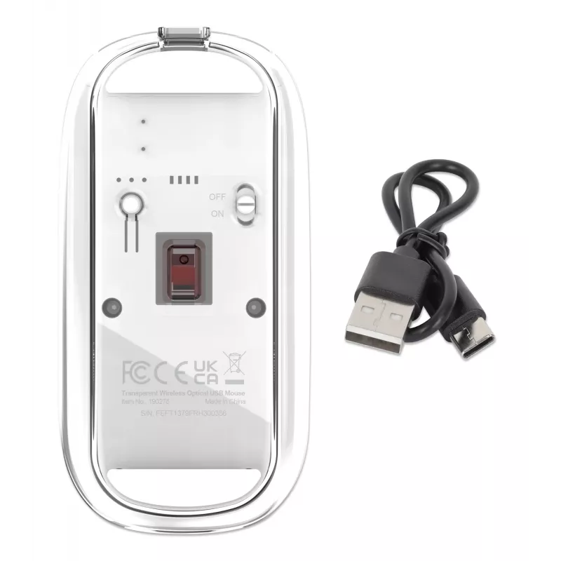 Manhattan caurspīdīga bezvadu uzlādējama pele USB
