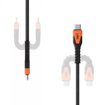 USB-C uz USB-C strāvas kabelis Eaton 1.5 m — Kevlar serde, USB 2.0, Melns/Orangžs