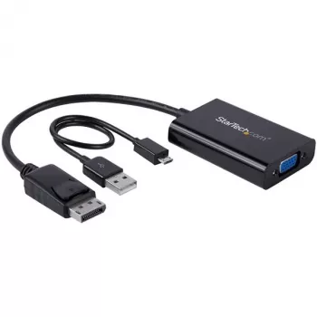 StarTech.com DisplayPort–VGA adapteris ar audio, 0.184 m, 1920 x 1200 pikseļi, 1080p, melns