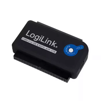 Interfeisa kartes adapteris LOGILINK AU0006C — USB Type-A uz IDE/ATA un SATA, 1,2 m kabelis, melns