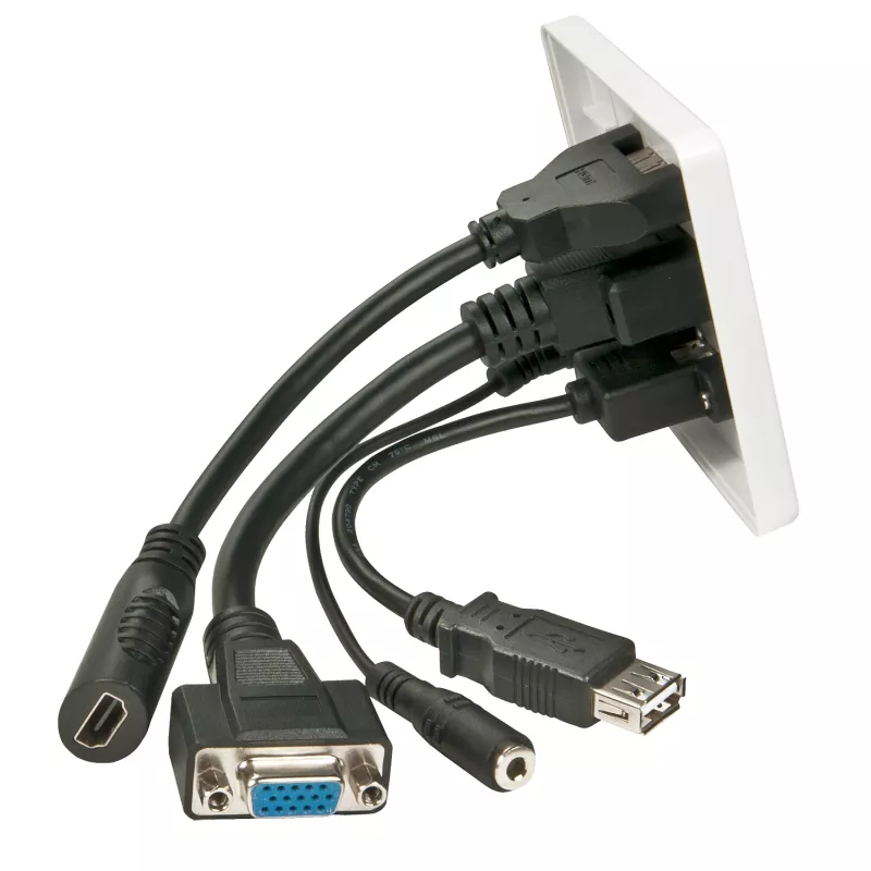 Lindy Multi AV 60220 sienas panelis ar HDMI, VGA, USB A un 3,5 mm ligzdām