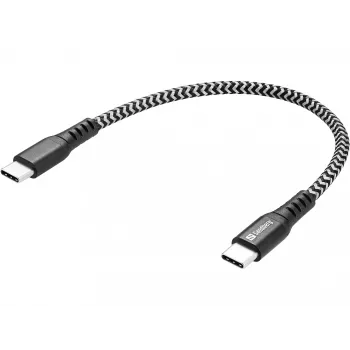USB-C kabelis Sandberg Survivor 0,2M 100W Melns Balts