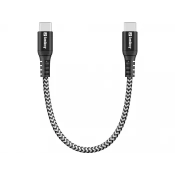 USB-C kabelis Sandberg Survivor 0,2M 100W Melns Balts