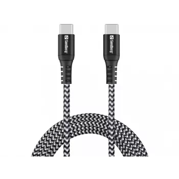 USB-C kabelis Sandberg Survivor 2M 100W Melns Balts