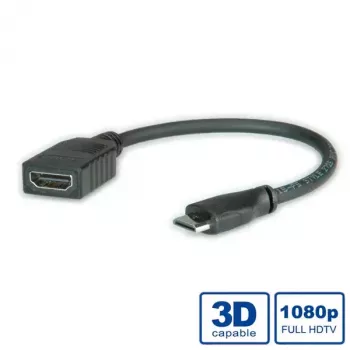 HDMI High Speed kabelis ar Ethernet ROLINE 11.04.5586 (0,15 m, Mini HDMI uz HDMI)
