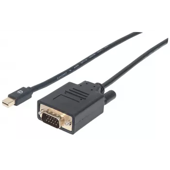 Manhattan Mini DisplayPort 1.2a uz VGA kabelis, 1080@60Hz, aktīvs, 1.8m, vīrietis-vīrietis, melns, polietilēna maisiņš
