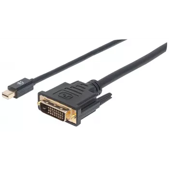 Manhattan Mini DisplayPort 1.2a uz DVI-D 24+1 kabelis, 1080p@60Hz, 1,8m, vīrietis-vīrietis, saderīgs ar DVI-D, melns, mūža garantija