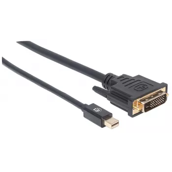 Manhattan Mini DisplayPort 1.2a uz DVI-D 24+1 kabelis, 1080p@60Hz, 1,8m, vīrietis-vīrietis, saderīgs ar DVI-D, melns, mūža garantija