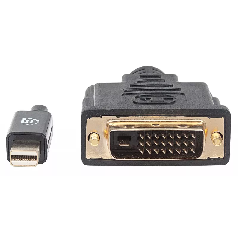 Manhattan Mini DisplayPort 1.2a uz DVI-D 24+1 kabelis, 1080p@60Hz, 1,8m, vīrietis-vīrietis, saderīgs ar DVI-D, melns, mūža garantija