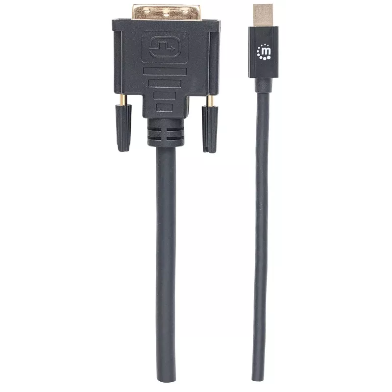 Manhattan Mini DisplayPort 1.2a uz DVI-D 24+1 kabelis, 1080p@60Hz, 1,8m, vīrietis-vīrietis, saderīgs ar DVI-D, melns, mūža garantija