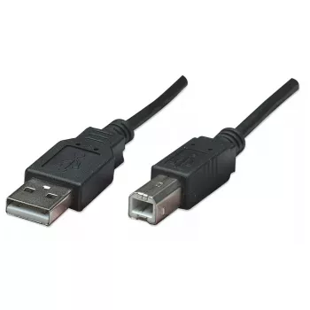 Manhattan USB-A uz USB-B kabelis, 0.5 m, vīrietis-vīrietis, 480 Mbps (USB 2.0), melns, mūža garantija