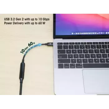USB-C kabelis Manhattan 5m aktīvs vīrietis pret vīrieti 10 Gbps 3A Melns