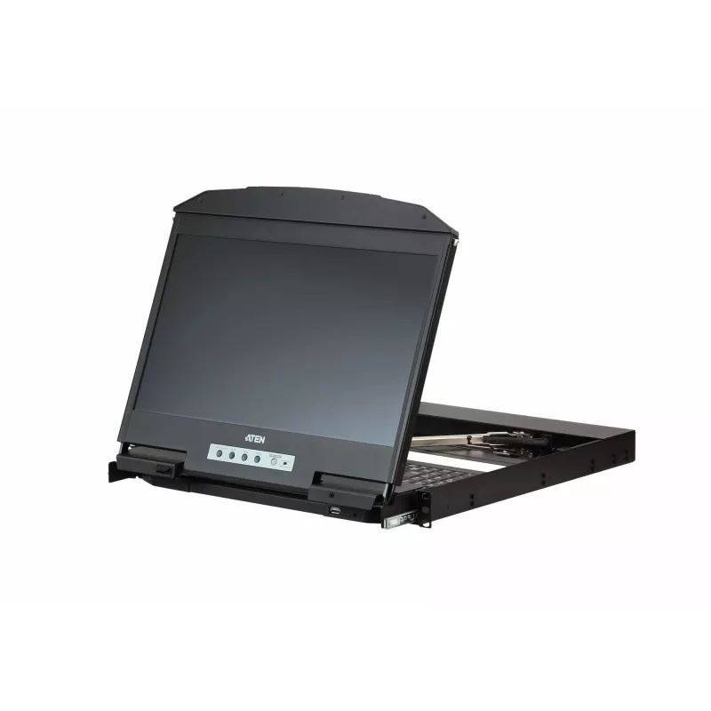 ATEN CL3800NW konsoles plaukts 47 cm (18.5 collu) 1920 x 1080 pikseļi Metāls, Plastmasa Melns 1U