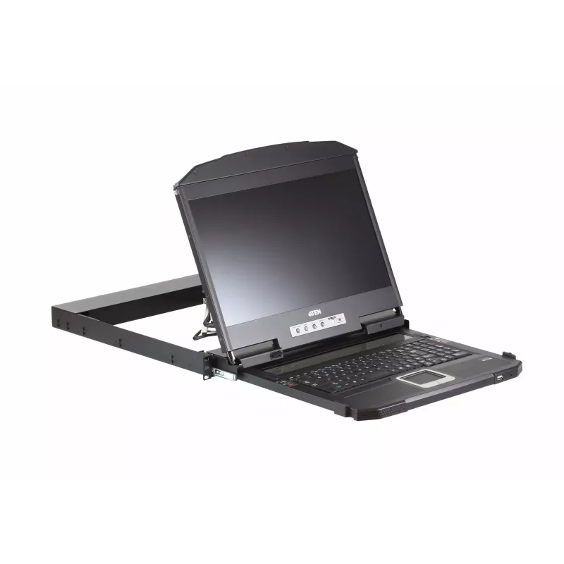 ATEN CL3800NW konsoles plaukts 47 cm (18.5 collu) 1920 x 1080 pikseļi Metāls, Plastmasa Melns 1U