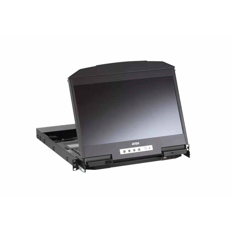 ATEN CL3800NW konsoles plaukts 47 cm (18.5 collu) 1920 x 1080 pikseļi Metāls, Plastmasa Melns 1U