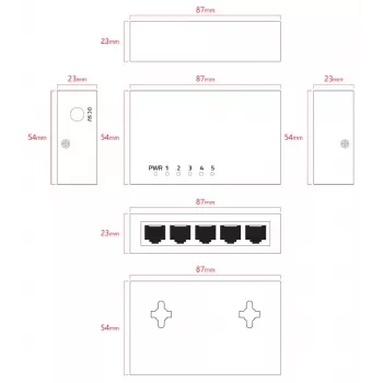 Lanview LVN-DESK-5PORT-1G neparvaldāms 5-portu Gigabit Ethernet slēdzis