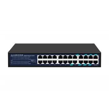 Nepārvaldāms slēdzis Lanview LVN-1U-24PORT-1G — 24 portu pilns Gigabit, montāžai statīvā