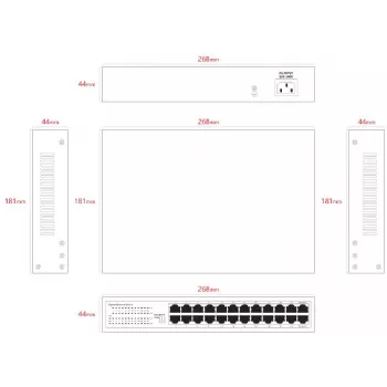 Nepārvaldāms slēdzis Lanview LVN-1U-24PORT-1G — 24 portu pilns Gigabit, montāžai statīvā