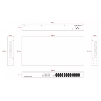 Nepārvaldāms slēdzis Lanview LVN-1UMOUNT-24PORT-1G 24-portu Gigabit Ethernet slēdzis, 1U stiprinājums