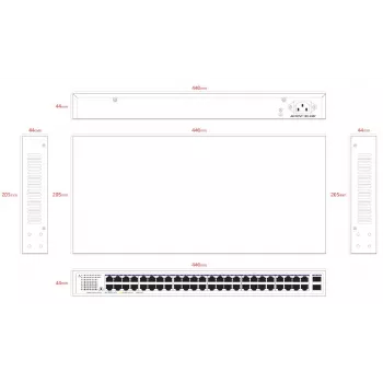 Lanview neparvaldāms slēdzis LVN-1UMOUNT-48PORT-2SFP-1G — 48x RJ45 1G porti, 2x SFP augšsaites