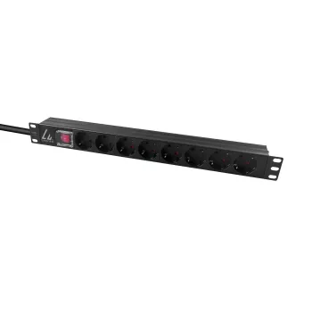 Lanview 19 collu Rack Barošanas Sloksne 1U 10A, 8x Schuko (LVR-2MSCH-SCH-C13-8)