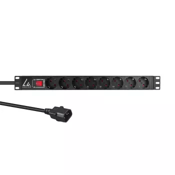 Lanview 19 collu Rack Barošanas Sloksne 1U 10A, 8x Schuko (LVR-2MSCH-SCH-C13-8)