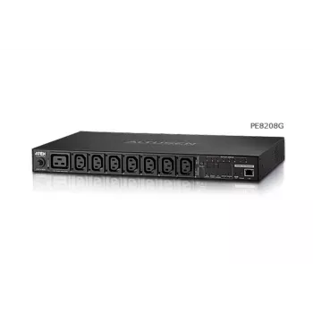 ATEN PE8208G eco PDU, komutējams un ar atsevišķu kontaktligzdu mērīšanu, 8 kontaktligzdas (7x C13, 1x C19), 16A, 1U
