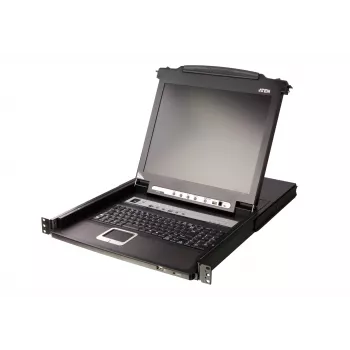 ATEN CL5708M (GB) LCD KVM pārslēgs, statņa konsole, 1920 x 1200 WUXGA, USB/PS/2, VGA, 25,1 W, 1U, melna
