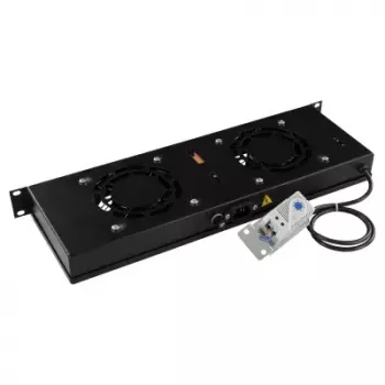LOGON RAF310BL Melns 1U ventilatoru panelis ar 2 ventilatoriem