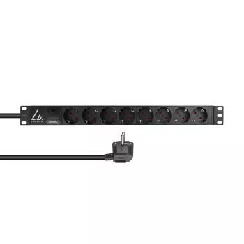 Lanview LVR-3MSCH-SPD-SCH8 strāvas sadalītājs (PDU) 8 AC kontaktligzdas 1U Melns