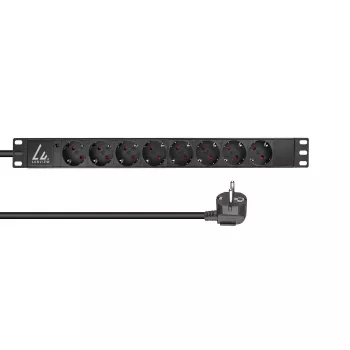 Lanview LVR-2MSCH-LIC-SCH8 strāvas sadales bloks (PDU) 8 × Schuko kontaktligzdas 1U Melns