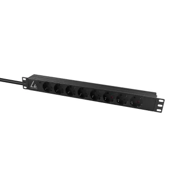 Lanview LVR-2MSCH-LIC-SCH8 strāvas sadales bloks (PDU) 8 × Schuko kontaktligzdas 1U Melns