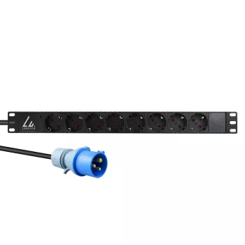 Lanview LVR-3MIEC-LIC-SCH8 strāvas sadalītājs (PDU) 8 AC kontaktligzdas 1U Melns