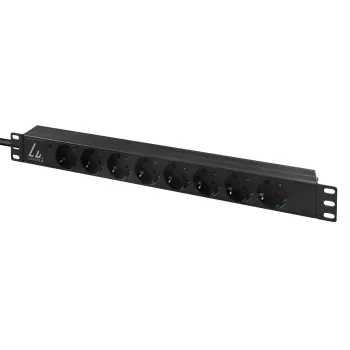 Lanview LVR-3MIEC-LIC-SCH8 strāvas sadalītājs (PDU) 8 AC kontaktligzdas 1U Melns