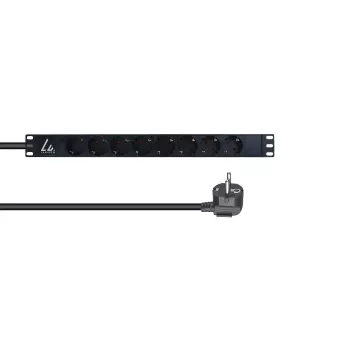 Lanview LVR-3MSCH-LIC-SCH8 strāvas sadalītājs (PDU) 8 AC kontaktligzdas 1U Melns