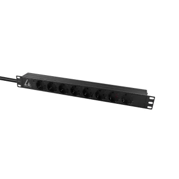 Lanview LVR-3MSCH-LIC-SCH8 strāvas sadalītājs (PDU) 8 AC kontaktligzdas 1U Melns