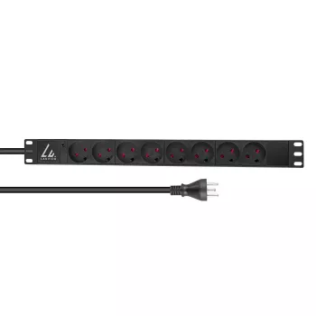 Lanview LVR-2MDK-LIC-DK8 strāvas sadalītājs (PDU) 8 AC kontaktligzdas 1U Melns