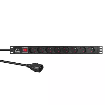 Lanview LVR-2MSCH-SW-C13-8 strāvas sadalītājs (PDU) 8 kontaktligzdas 1U Melns