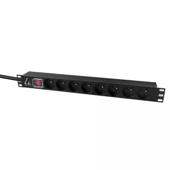Lanview LVR-2MSCH-SW-C13-8 strāvas sadalītājs (PDU) 8 kontaktligzdas 1U Melns
