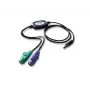 ATEN PS/2 uz USB adapteris, 0.9 m, 2x 6-p Mini-DIN, USB A, vīriešu, sieviešu, melns