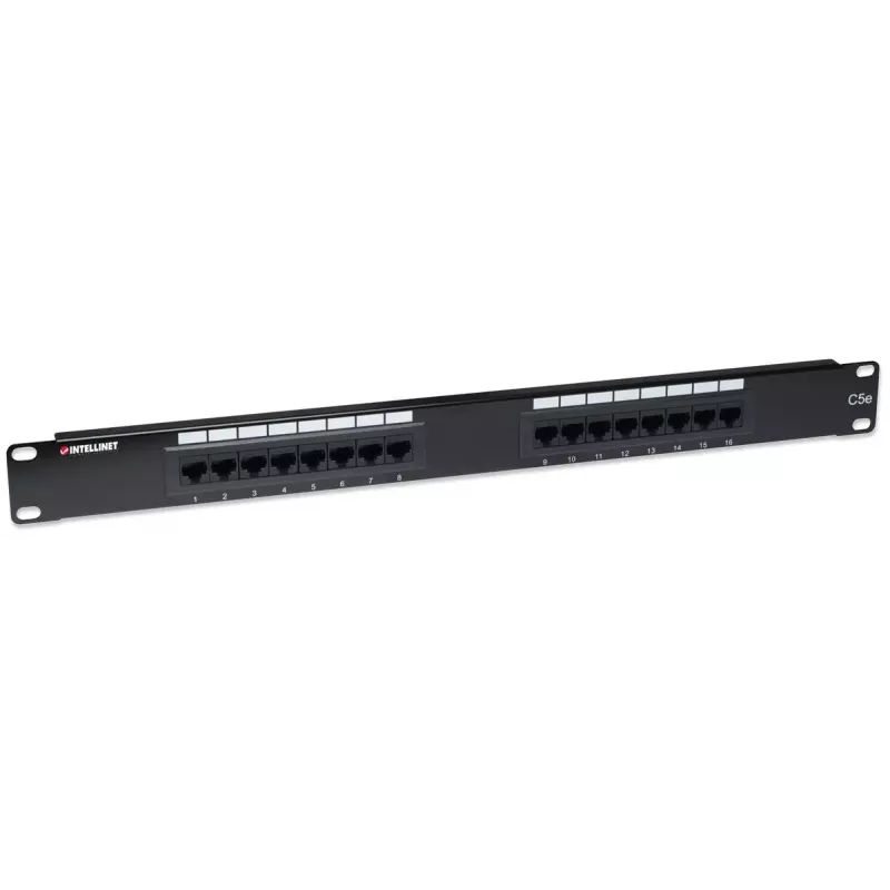 Intellinet Cat5e UTP 16-Port 1U Patch Panel Melns