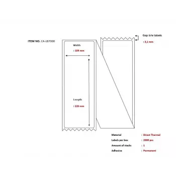 Termālo pārvadājumu etiķetes Capture 105 x 220 mm CA-LB7000 – tiešās termālās etiķetes sūtījumiem