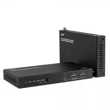 Lindy 100m Cat.6A 2 Host USB 3.2 Gen 1 & HDMI 4K60 tīkla raidītājs un uztvērējs
