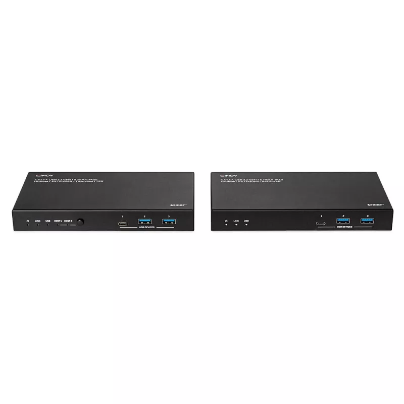 Lindy 100m Cat.6A 2 Host USB 3.2 Gen 1 & HDMI 4K60 tīkla raidītājs un uztvērējs