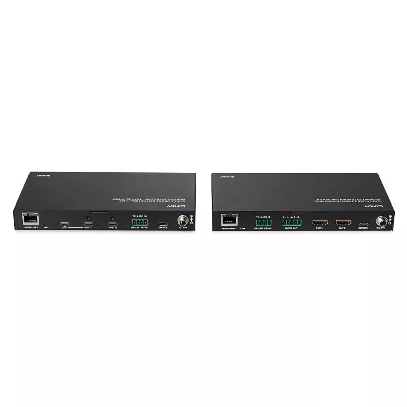 Lindy 100m Cat.6A 2 Host USB 3.2 Gen 1 & HDMI 4K60 tīkla raidītājs un uztvērējs