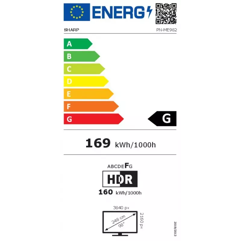 Sharp PN-ME982 Digitālais displejs 2,49 m (98 collu) LED 450 cd/m² 4K Ultra HD Melns Android