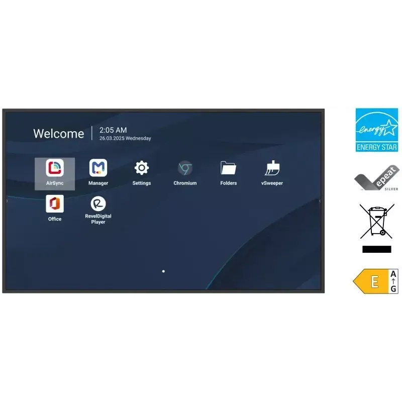 Komerciālais 86 collu 4K LCD Displejs VIEWSONIC CDE8614-2C, 3840x2160, 500 cd/m², Android 14, Wi‑Fi, 24/7
