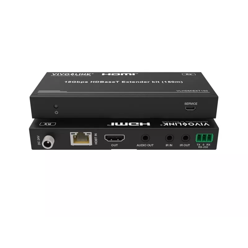 HDBaseT pagarinātāja komplekts VivoLink VLHDMIEXT150 18Gbps 4K pa vienu Cat kabeli