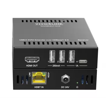 KVM pagarinātājs raidītājs un uztvērējs Vivolink VLUSBCEXT151 HDMI USB vadu 70m
