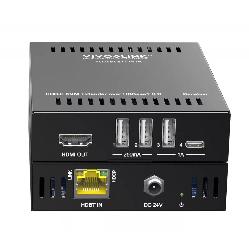 KVM pagarinātājs raidītājs un uztvērējs Vivolink VLUSBCEXT151 HDMI USB vadu 70m